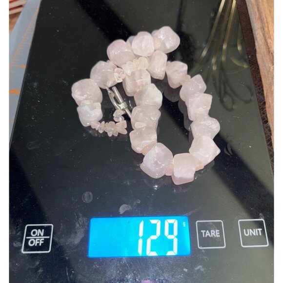 Rose Quartz Chunky Bead Necklace 15” With Toggle Clasp - Picture 4 of 4